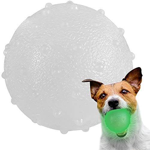 Bola de Perro Resplandor Bola de Perro Interactiva Nocturna Bola de Juguete de Perro de IR a Buscar de Brillo Pelota de Ejercicio Chirriante para Mascota Exterior Jugando Persiguiendo