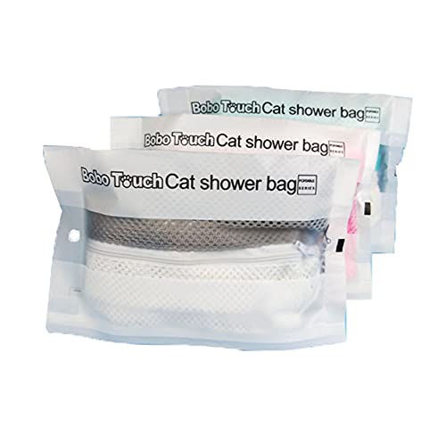 Bolsa de Baño Gatos, Peluqueria para Mascotas Malla ara Ducha, Limpieza Orejas Corte Ajustable Sujeción Multifuncional Evitar Morder y Rascarse Unas Alimentacion Medicamentos Ducha Aseo Lavado