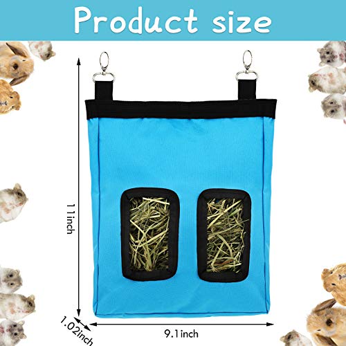 Bolsa de Heno de Conejo Bolsa de Alimentación de Animales Pequeños Bolsa Alimentador de Conejillo de Indias Saco de Heno Colgante para Animales Pequeños Chinchilla Hámsteres (Azul)