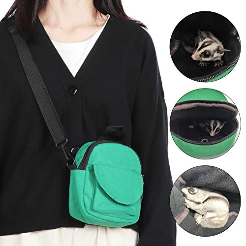 Bolsa de salida para mascotas Hamsters Chinchillas Portátil Pequeñas mascotas Lonas Felpa Negro Natural Verde natural Artículos para mascotas al aire libre (7.09x6.69x1.57 pulgadas)(Verde natural)