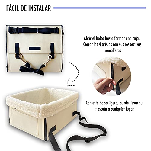 Bolsa De Transporte con Arnés para Perro Y Gato | Trasportín De Seguridad De Coche para Mascotas Pequeñas, Lavable Y Plegable | Ideal para Viajes Y Excursiones.