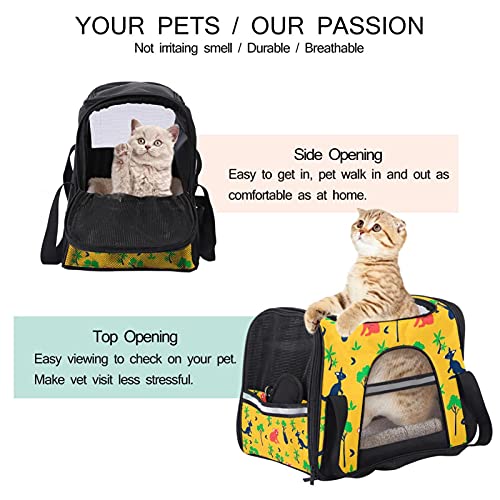 Bolsa de viaje para mascotas para gatos y perros, plegable de malla de cara suave, transporte seguro para aerolíneas aprobado por Fox Wood Animal