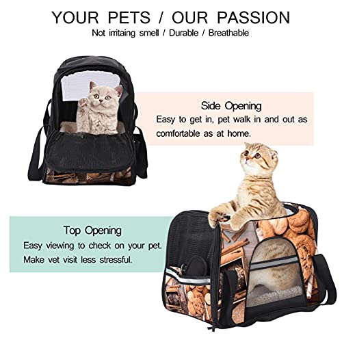 Bolsa portátil de viaje para mascotas, bolsas de viaje aprobadas por aerolíneas para gato y conejo, con impresión suave de avena y galletas de chocolate