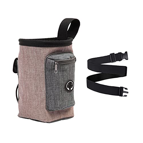 Bolsa Premios Perro Adiestramiento Canino Dispensador Bolsas Caca Perro Con Ajustable Para CinturóN Bolsa Para Chuches Perro Para AlimentacióN De Entrenamiento Para Perros Y Gatos, MarróN 17X15Cm