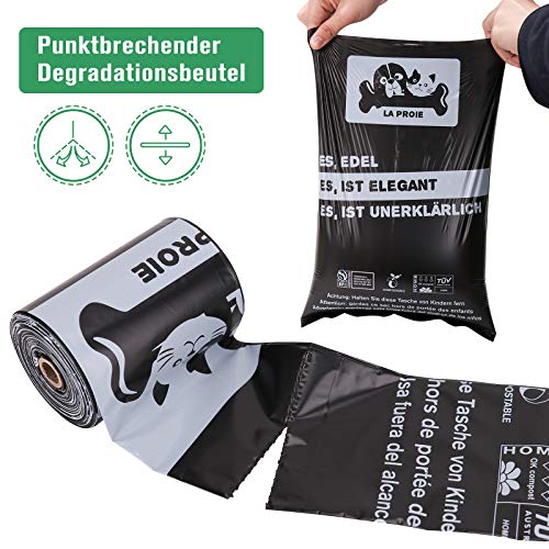 Bolsas Caca Perro Biodegradable, Bolsa de mierda ecológica elaborada con almidón de maíz, Diseño engrosado con impermeable, Resistente al desgarro - 6 Rollos