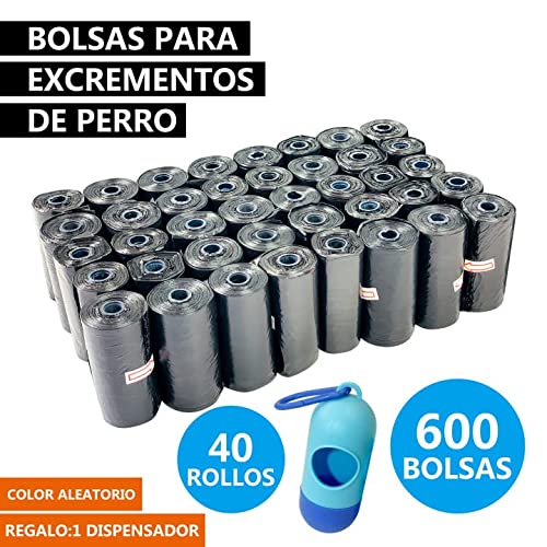 Bolsas de Caca Perro Bolsas para excrementos de Perros con Dispensador Bolsas de Caca Bolsa Excremento Bolsas para Perro (600Bolsas)