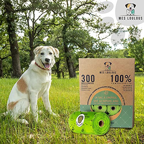 Bolsas para caca de perro MES LOULOUS 300 bolsas ecológico compostables y biodegradables para excrementos caninos no micro plasticos