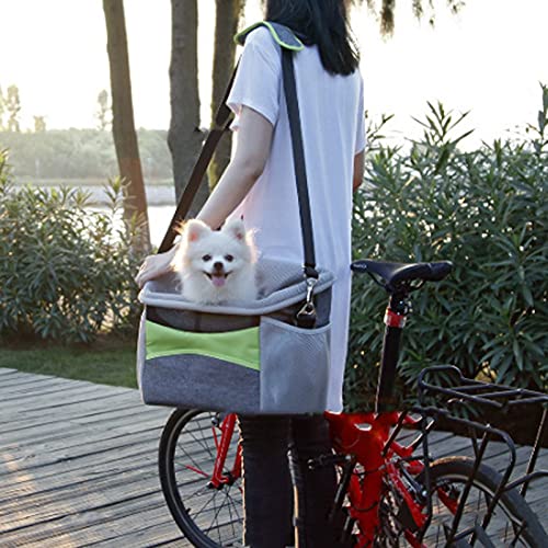 Bolso De La Cesta De La Bicicleta del Animal Doméstico, para Los Gatos Los Perros con La Correa Acolchada Ajustable Hombro, Bolso Bicicleta Perro Recorrido Las Bolsas para Todas Las Bicis,Gris