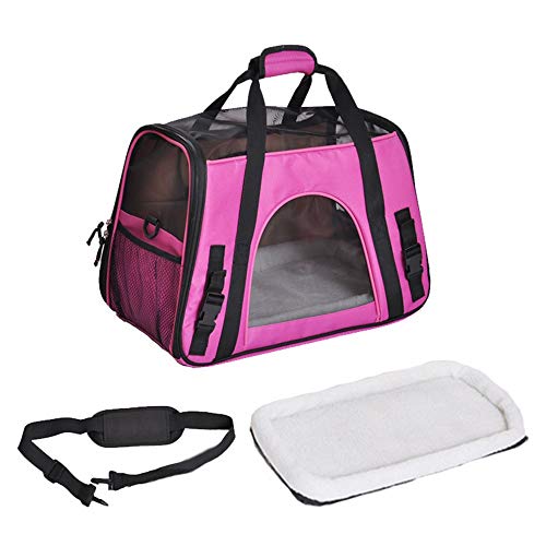 Bolso del animal doméstico Perros y gatos Transportador de mascotas Comodidad Tela Oxford fuerte Bolsa de lado suave y transpirable Bolsa de viaje para animales pequeños con tope de malla y lados