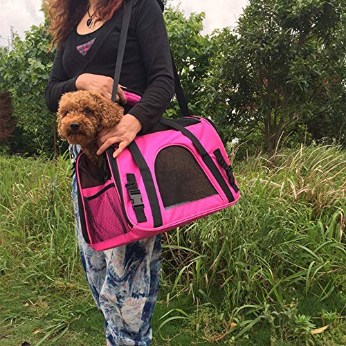 Bolso del animal doméstico Perros y gatos Transportador de mascotas Comodidad Tela Oxford fuerte Bolsa de lado suave y transpirable Bolsa de viaje para animales pequeños con tope de malla y lados