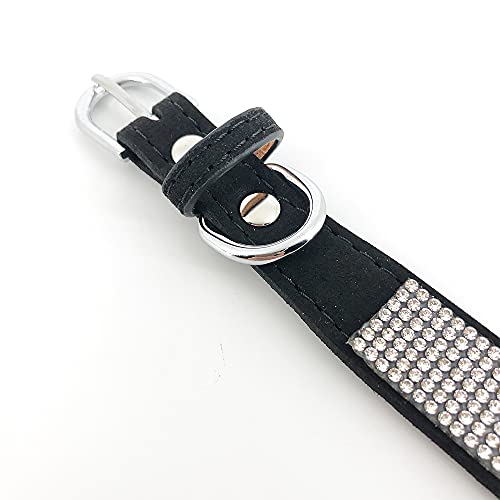 Bonito Collar de Perro con pedrería Bling Bling (Negro S) - Adecuado para Perros pequeños y medianos