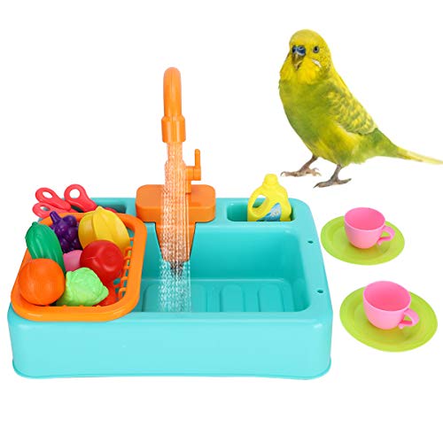 Borlai Bañera Automática para Pájaros Bañera Multifuncional para Pájaros Domésticos Loros Automáticos Baño Ducha para Pájaros Bañera con Juguete