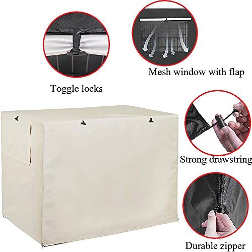 BOSKING Fundas para jaula para perros de 24 a 48 pulgadas, impermeables, resistentes a la lluvia 210D Oxford poliéster para perreras (XL: 124,5 x 79 x 84 cm, albaricoque)