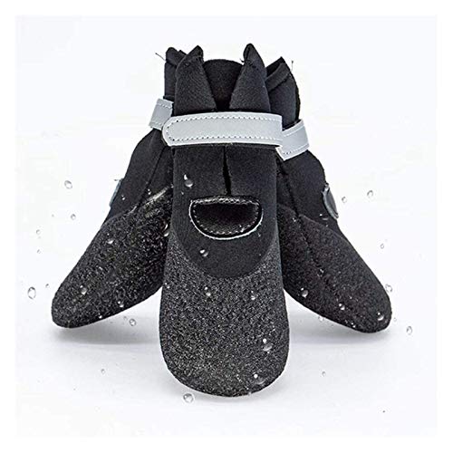 Botas de perro 4pcs Zapatos de perro a prueba de agua Perro Botas de lluvia reflectantes para pequeños perros medianos Invierno Puppy Cachorro Botas de nieve antideslizantes Zapatos de calcetines de p