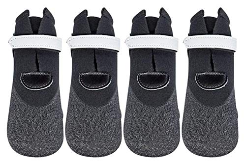 Botas de perro 4pcs Zapatos de perro a prueba de agua Perro Botas de lluvia reflectantes para pequeños perros medianos Invierno Puppy Cachorro Botas de nieve antideslizantes Zapatos de calcetines de p