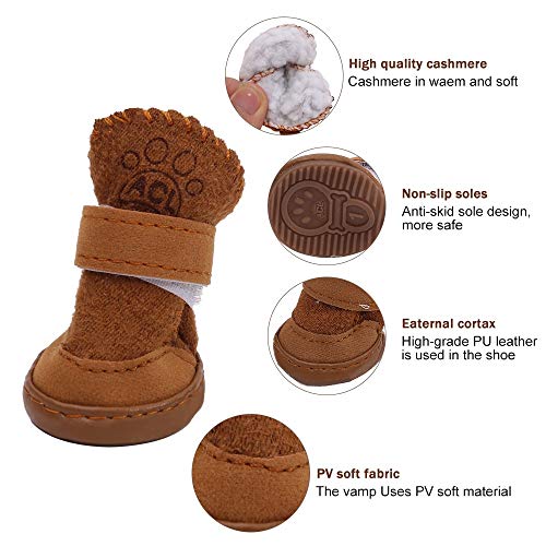 Botas Nieve Para Perros, 4Pcs Antideslizante Perro Zapatos CáLidos Zapatos de Invierno para Perros Pequeños e Mediano