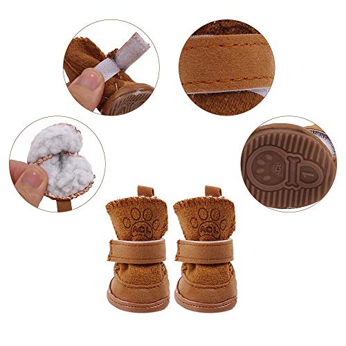 Botas Nieve Para Perros, 4Pcs Antideslizante Perro Zapatos CáLidos Zapatos de Invierno para Perros Pequeños e Mediano