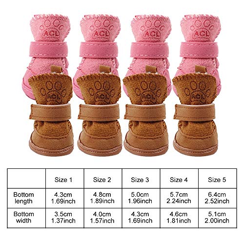 Botas Nieve Para Perros, 4Pcs Antideslizante Perro Zapatos CáLidos Zapatos de Invierno para Perros Pequeños e Mediano