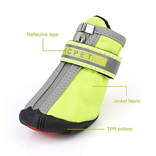 Botas para Perros, Zapatos para Perros Antideslizante Reflectantes Zapatos Impermeables para Perros, 4 Piezas