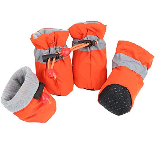 Botas Para Perros,Zapatos Para Perros 4 unids / set perros mascotas zapatos de invierno nieve nieve botines impermeables calcetines de goma -slip zapatos para cachorros pequeños accesorios de calzado