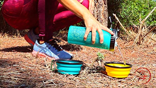 Botella de Agua para Perros portátil Envase de Comida Juguete y Dispensador de Bolsas para Mascotas Accesorio excursiones y Viajes Dos Cuencos Plegables para la Comida y Bebedero