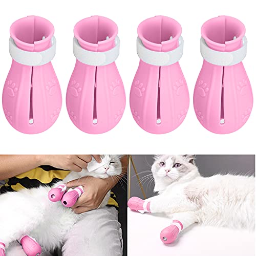 Botines para gatos, duraderos, fáciles de usar, material de TPE de calidad, fundas para pies de gato para tiendas de mascotas para casas de gatos para el hogar(Caja individual verde claro 4 piezas)