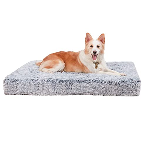 BOW CALICO Cama para Perros Mediana,Cama Viscoelastica para Perrosalfombra Lavable para Jaulas para Perros con Fondo Antideslizante para Perros Medianos y Pequeños, Gris (75x50x6cm)