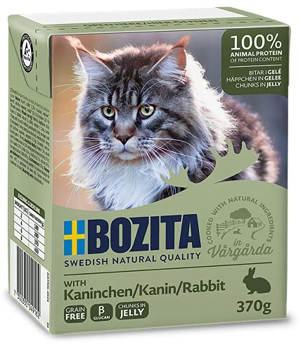 Bozita - Lote de 16 botes de 370 g con conejos para comida húmeda para gato