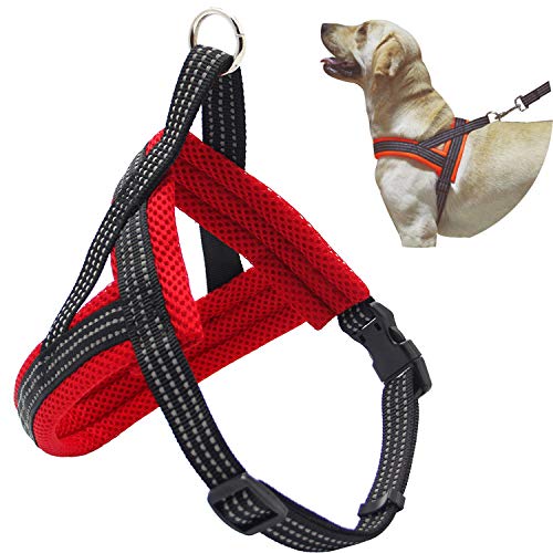 BPS® Arnés Correa para Perros Mascotas Collar Ajustable 4 Tamaños Colores para Elegir para Perro Pequeño Mediano y Grande (L, Rojo) BPS-3883R