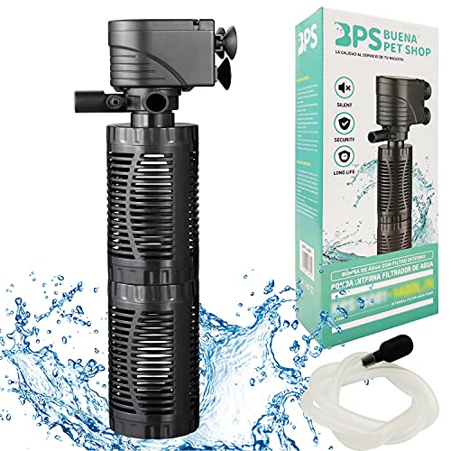 BPS Bomba Sumergible para Acuario con Filtro 20W 1400L/H Bomba de Agua Filtrador Tanque para Pecera Estanque Hidropónico 30x9.8 cm BPS-6081