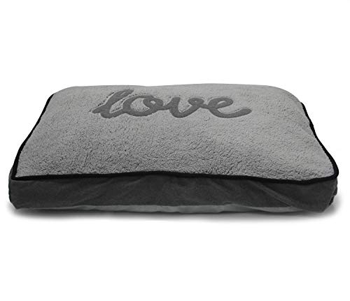 BPS Cama Colchoneta Cuna Portatil para Perros Gatos Colchón Manta Sofá Almohada Mascotas Suave Forma Love 96x70x15 cm Gris BPS-1589-GR