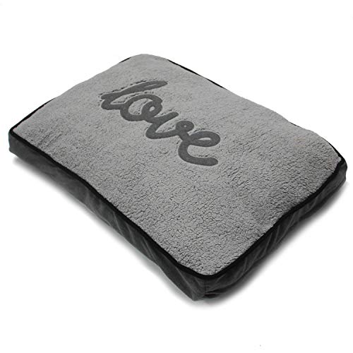 BPS Cama Colchoneta Cuna Portatil para Perros Gatos Colchón Manta Sofá Almohada Mascotas Suave Forma Love 96x70x15 cm Gris BPS-1589-GR