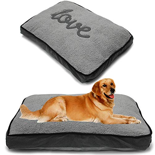 BPS Cama Colchoneta Cuna Portatil para Perros Gatos Colchón Manta Sofá Almohada Mascotas Suave Forma Love 96x70x15 cm Gris BPS-1589-GR