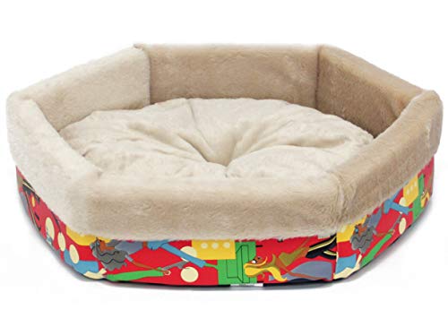 BPS Cama para Perro Gato con Forma Hexagono Colchoneta Cuna para Mascotas Material Suave 3 Medidas S/M/L para Elegir (S: 53 * 53 * 15 cm, Rojo) BPS-1488