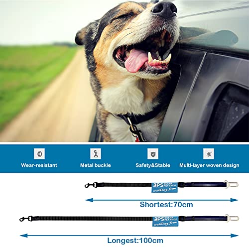 BPS Cinturón de Seguridad para Perro de Coche Árnes Correa Perro Ajustable con Hebilla de Fijación para Uso en Exteriores Cuerda Elástica de Alta Resistencia 70-100 cm (Azul) BPS-13016AZ