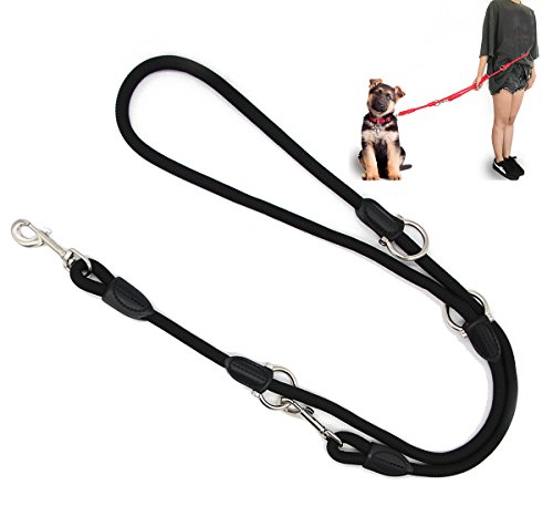 BPS Correa para Perro Mascotas Correa de Perro Doble Ajustable Varias Posiciones Perro Mediano Grande 2 Dimensión Elegir M/L (M, Negro) BPS-3800NE