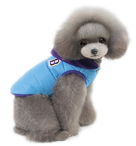 BPS® Ropa para Perros Mascotas Abrigo para Perros Chaqueta para Perros Impermeable Waterproof 3 Colores 5 Tamaños para Perros Pequeños y Medianos Producto Profesional (Azul, 35cm) BPS-9068A