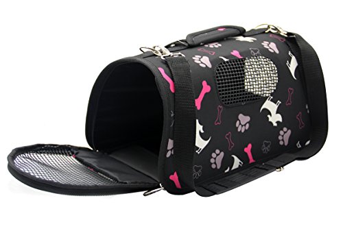 BPS® Transportín Portador Bolsa Bolso de Tela para Mascotas Perros Gatos Animales Transportadoras 3 Tamaños S/M/L Elegir (S, Negro) BPS-5638N