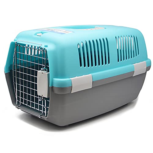 BPS Transportín Rígido Plástico para Perros y Gatos Animales Domésticos Mascota Caja de Transporte IATA 3 Tamaños Elegir (Azul, L: 60 x 39 x 35 cm) BPS-1206AZ