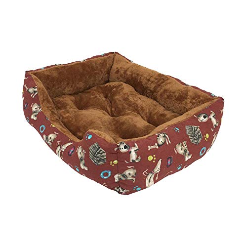 BRAVO Home. Cama para Perros Rectangular Granate con Bordes Laterales y Pelo Interior Suave para Perros Pequeños. (Tallas S,M, L). (S-60x45cm)