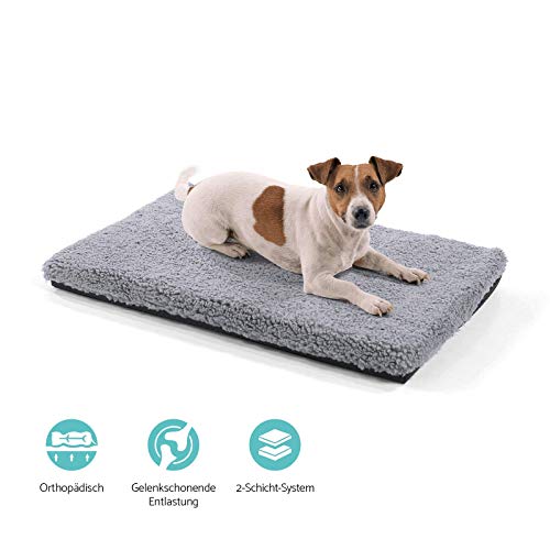 brunolie Luna Colchón para Perros pequeño, ortopédico, Transpirable y Antideslizante, Cama para Perros Agradable con Espuma de Memoria Transpirable, Gris, Tamaño S (60 x 40 x 5 cm)