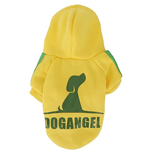 bsqipsd Sudadera con Capucha para Perros, Algodón Suave de Moda， Ropa para Mascotas, Abrigo Cálido de Otoño Invierno para Gatos, Ropa Deportiva para Perros Pequeños(Amarillo XS)