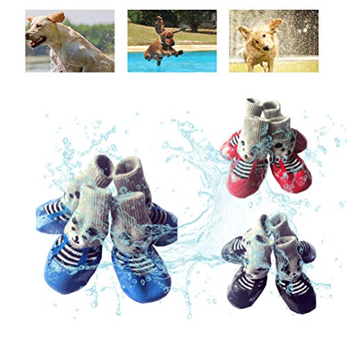 BSTOB 4 Uds, Calcetines para Perros, Antideslizantes, Impermeables, Protector de Patas, Calcetines Deportivos al Aire Libre, Zapatos, Botas, Zapatos para Perros, Zapatos Protectores para la Lluvia