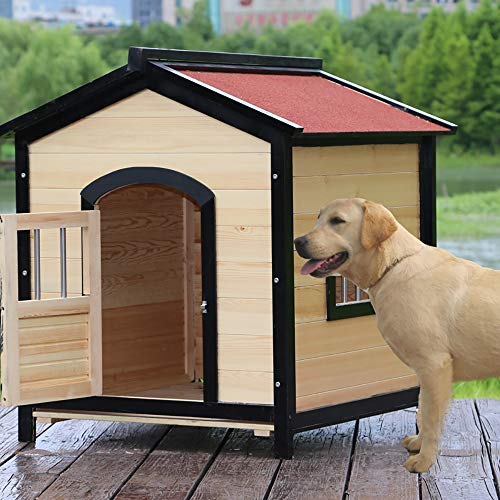 BTTNW PE Casa De Perro Caseta de Perro Madera al Aire Libre de Madera Caseta de Perro y Protegido Patio for Hacer un hogar Especial Perrera Al Aaire Libre (Color : Marrón, Size : 75x68cm)