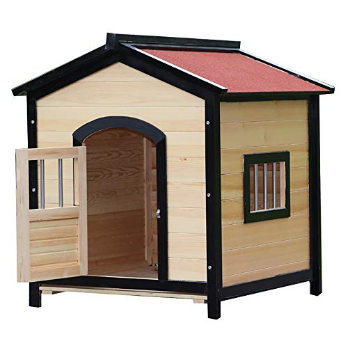 BTTNW PE Casa De Perro Caseta de Perro Madera al Aire Libre de Madera Caseta de Perro y Protegido Patio for Hacer un hogar Especial Perrera Al Aaire Libre (Color : Marrón, Size : 75x68cm)