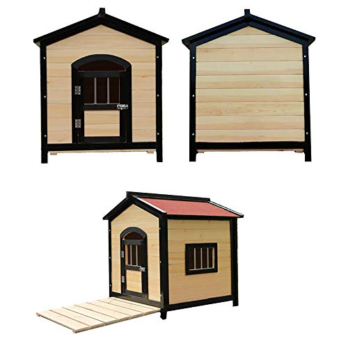 BTTNW PE Casa De Perro Caseta de Perro Madera al Aire Libre de Madera Caseta de Perro y Protegido Patio for Hacer un hogar Especial Perrera Al Aaire Libre (Color : Marrón, Size : 75x68cm)