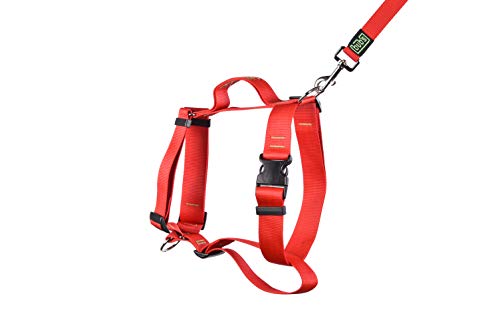 bub's no Pull - arnés con asa para Perro Grande Sistema Anti tirón (Comprobar tamaño: Cuello 43-74cm Pecho 59-94cm) (Rojo)