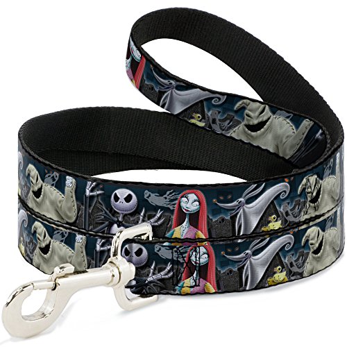 Buckle Down "Pesadilla Antes de Navidad 4 Caracteres Grupo/Escena de Cementerio Pet Leash, 6 'x 1/2"