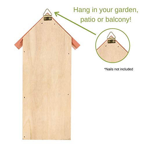 Buddy Wild Hotel de Insectos Pequeño – 13x8.5x26cm - Casa de Insectos Ecológica para Abejas, Mariposas y Otros – Caseta de Jardín Colgante y Resistente a la Intemperie – Casa de Madera