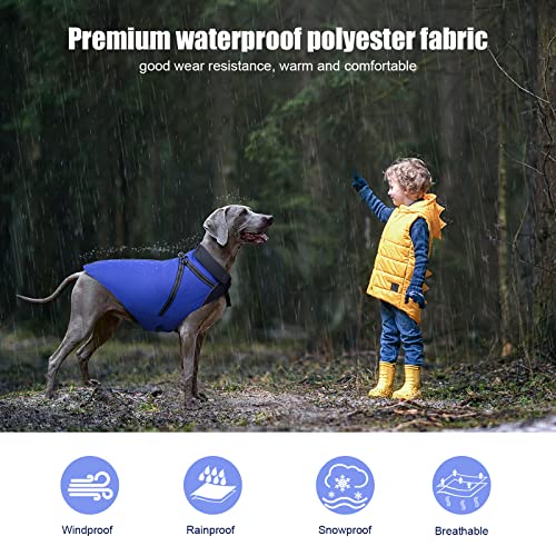 Buddypuppy Chubasquero Abrigo Perro, Chaqueta Impermeable Invierno con Arnés para Mediano Grande Perro